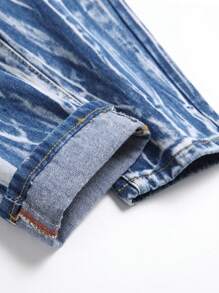 Jeans ajustados para hombre con rasgaduras y arañazos de gato deshilachados - Azul lavado medio - Ver 5