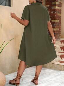 SHEIN LUNE Vestido con botones delanteros y smock talla grande