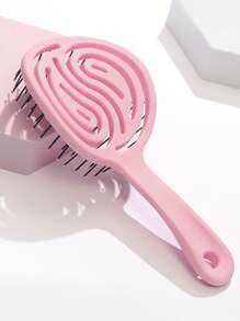 Hollow Out Hair Comb,Round Pink Cutout Comb Vented Hair Brush Hair Detangler Brush Mosquito-Repellent Incense Comb  Scalp Massager Shampoo Brush - Pink - View 1