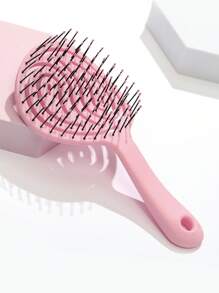 Hollow Out Hair Comb,Round Pink Cutout Comb Vented Hair Brush Hair Detangler Brush Mosquito-Repellent Incense Comb  Scalp Massager Shampoo Brush - Pink - View 2
