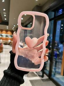 Heart Decor Phone Case - Pink - View 2