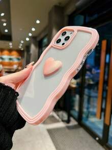 Heart Decor Phone Case - Pink - View 3