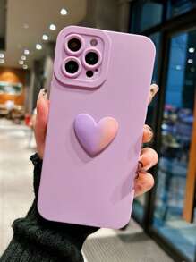 Vỏ điện thoại trang trí trái tim - Màu tím hoa cà - Xem 2