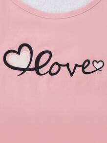 Bộ đồ mặc nhà cho bé gái tuổi teen, áo hai dây và quần short họa tiết trái tim. - Hồng - Xem 4