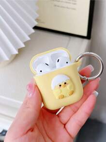 Cartoon Silicone Protective Case, Compatible With Airpods - Yellow - View 1