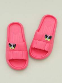 Women Butterfly Decor Single Band Slides, EVA Fashion Slides - Hot Pink - View 1