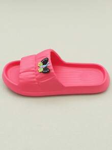 Women Butterfly Decor Single Band Slides, EVA Fashion Slides - Hot Pink - View 4