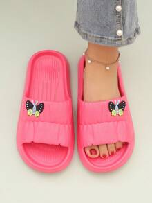 Women Butterfly Decor Single Band Slides, EVA Fashion Slides - Hot Pink - View 6