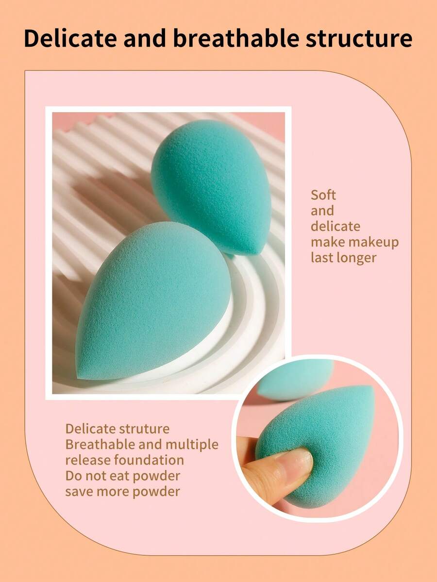 Dry Wet Use Beauty Egg Makeup Egg Set, 2pcs Soft To Touch Makeup Sponge Suitable For All Skin