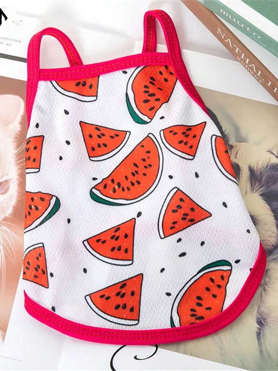 1 bồn nước in hình quả dưa hấu cho chó và mèo cho mùa hè - Đỏ - Xem 1