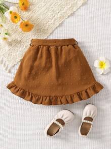 Toddler Girls Ruffle Trim Belted Shorts - Brown - View 2