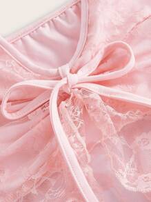 ROMWE Kawaii 对比色蕾丝系肩吊带背心，学校 - 淺粉色 - 查看 3