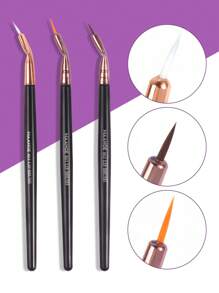 MAANGE 3件套专业眼线刷套装，化妆工具，柔软纤维材质，方便携带，旅行必备，包含眉刷、眼影刷、螺旋刷等，赠品 - 黑色 - 查看 1