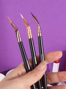 MAANGE 3件套专业眼线刷套装，化妆工具，柔软纤维材质，方便携带，旅行必备，包含眉刷、眼影刷、螺旋刷等，赠品 - 黑色 - 查看 5