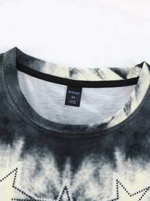 ROMWE MEN Street Life 男士星星字母圖形短袖t恤 - 黑色 - 查看 4