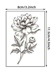 12入組黑色寫生牽牛花暫時性紋身,1/4手臂大小的假貼紋,適用於女性 - 黑與白 - 查看 5