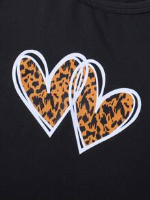 SHEIN Girls Heart Print Tee & Biker Shorts - Multicolor - View 6