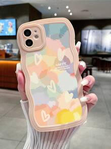 Vỏ điện thoại họa tiết trái tim - Màu Hồng baby - Xem 1