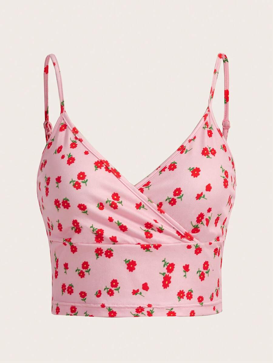 SHEIN Qutie Áo khoác và áo lót dành cho xe tăng nữ Trọn gói Họa tiết hoa Boho - Màu Hồng baby - Xem 1