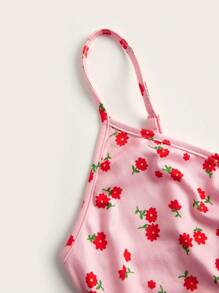 SHEIN Qutie Áo khoác và áo lót dành cho xe tăng nữ Trọn gói Họa tiết hoa Boho - Màu Hồng baby - Xem 4