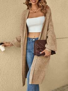 SHEIN LUNE Drop Shoulder Casual Design Cardigan In Fall/Winter - Apricot - View 5