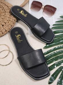 Dép bệt Nữ màu trơn Đúng mốt - màu đen - Xem 1