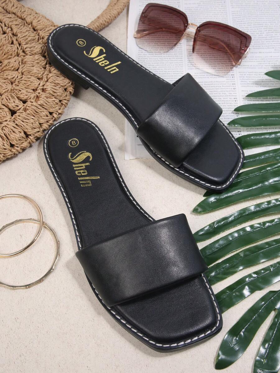 Dép bệt Nữ màu trơn Đúng mốt - màu đen - Xem 1