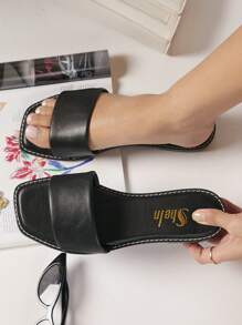 Dép bệt Nữ màu trơn Đúng mốt - màu đen - Xem 4