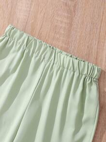 Tween Girl Shirred Cami Top & Flare Leg Trousers & Button Up Blouse - Multicolor - View 8