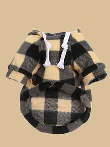 1 chiếc áo khoác thú cưng họa tiết kẻ sọc cho chó và mèo cho thời tiết lạnh - Màu vàng - Xem 3