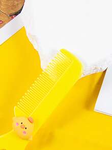 Wide Tooth Comb, 1Pc Plastic Cartoon Cute Fine Teeth Portable Reusable Washable Detangling Hair Comb For Improve Hair Health, Hair Brush, Detangling Brush, Ball Brush, Mini Hair Brush Set, Wooden Comb, Hair Brush, Comb, Slick Back Brush, Hairbrush, Edge Brush,Hair Brush,Slick Back Brush,Styling Brush,Curly Hair Brush,Edge Brush,Hair Comb,Brush Hair,Hair Brush Set,Comb Hair,Comb For Curls,Detangling Brush,Hair Brush For Women,Hair,Travel,Hair Products,Hair Tools,Hair Stuff,Barber,Barber Accessories,Barbershop,Hairdressing Equipment - Yellow - View 5