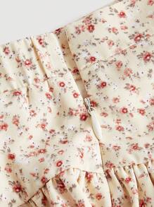 SHEIN MOD Bộ đồ hai mảnh nữ Lộ Lưng Buộc lại phân lớp Dây kéo Dải chun Nếp gấp Phần Ngực Họa tiết hoa Boho - Nhiều màu - Xem 3
