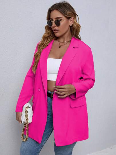 EMERY ROSE Plus Double Button Flap Detail Blazer Graduation,Back To School,Teacher Outfits For Women Fall Cloth For Women Autumn