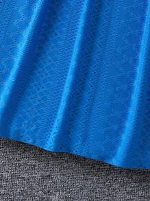 SHEIN Vestido de línea A con volados en el dobladillo, mangas cortas y calado de punto para niñas, estilo dulce y fresco, elegante, apropiado para verano, exteriores y toda ocasión, fresco y fresco en el caluroso verano - Azul - Ver 6