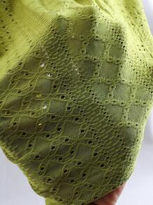 SHEIN Vintaside Kids Young Girl Eyelet Embroidery Ruffle Trim Smock Dress,Holiday,Summer,Travel - Army Green - View 10