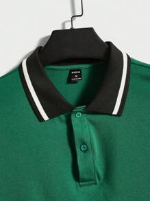 Manfinity RebelGame Loose Men's Polo Shirt With Contrast Collar And Patch Detail - Green - View 5
