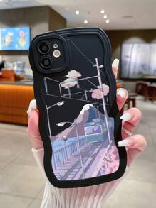 Vỏ điện thoại in phong cảnh - màu đen - Xem 1