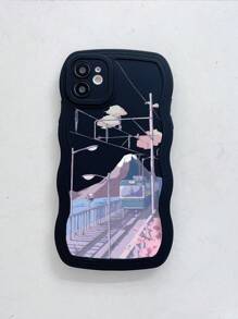 Vỏ điện thoại in phong cảnh - màu đen - Xem 2