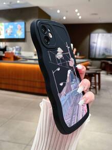 Vỏ điện thoại in phong cảnh - màu đen - Xem 3