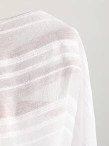 DAZY Solid Button Front Lantern Sleeve Blouse - White - View 8