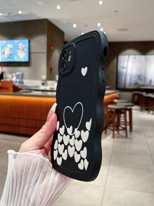 Heart Pattern Phone Case - Black - View 4