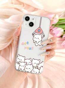 卡通貓透明手機殼 - 彩色 - 查看 1