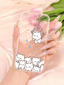 卡通貓透明手機殼 - 彩色 - 查看 2