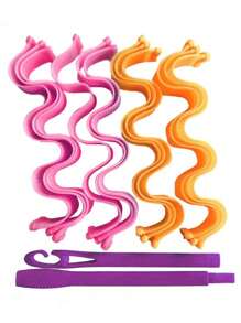 可重複使用海綿捲髮器,12入組ABS捲髮棒無熱圓形捲曲螺旋捲髮器工具頭髮DIY造型工具適用於家庭 - 粉色 - 查看 2