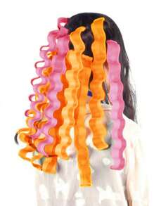 可重複使用海綿捲髮器,12入組ABS捲髮棒無熱圓形捲曲螺旋捲髮器工具頭髮DIY造型工具適用於家庭 - 粉色 - 查看 4