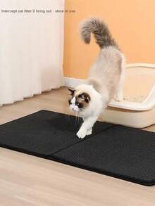 1 pieza Alfombra para gatos de doble capa antideslizante para gato para doméstico - Gris - Ver 4