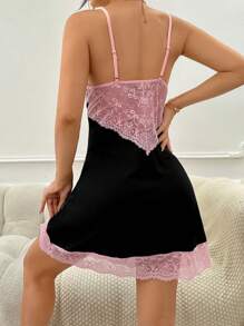 Váy ngủ & áo ngủ Nữ Viên lá sen Nơ trước Khối Màu - Nhiều màu - Xem 2