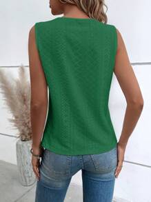 SHEIN LUNE Guipure Lace Panel Tank Top - Green - View 2