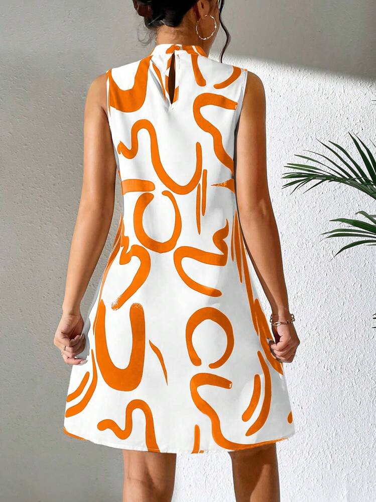 Breezaya Vestido con estampado de cuello alto - Naranja - Añade 2