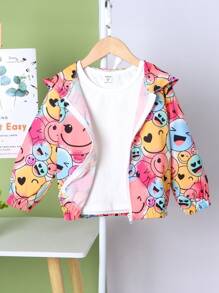 SHEIN Young Girl Spring/Summer Fun Printed Joyful Outdoor Casual Jacket With Long Sleeves - Multicolor - View 1